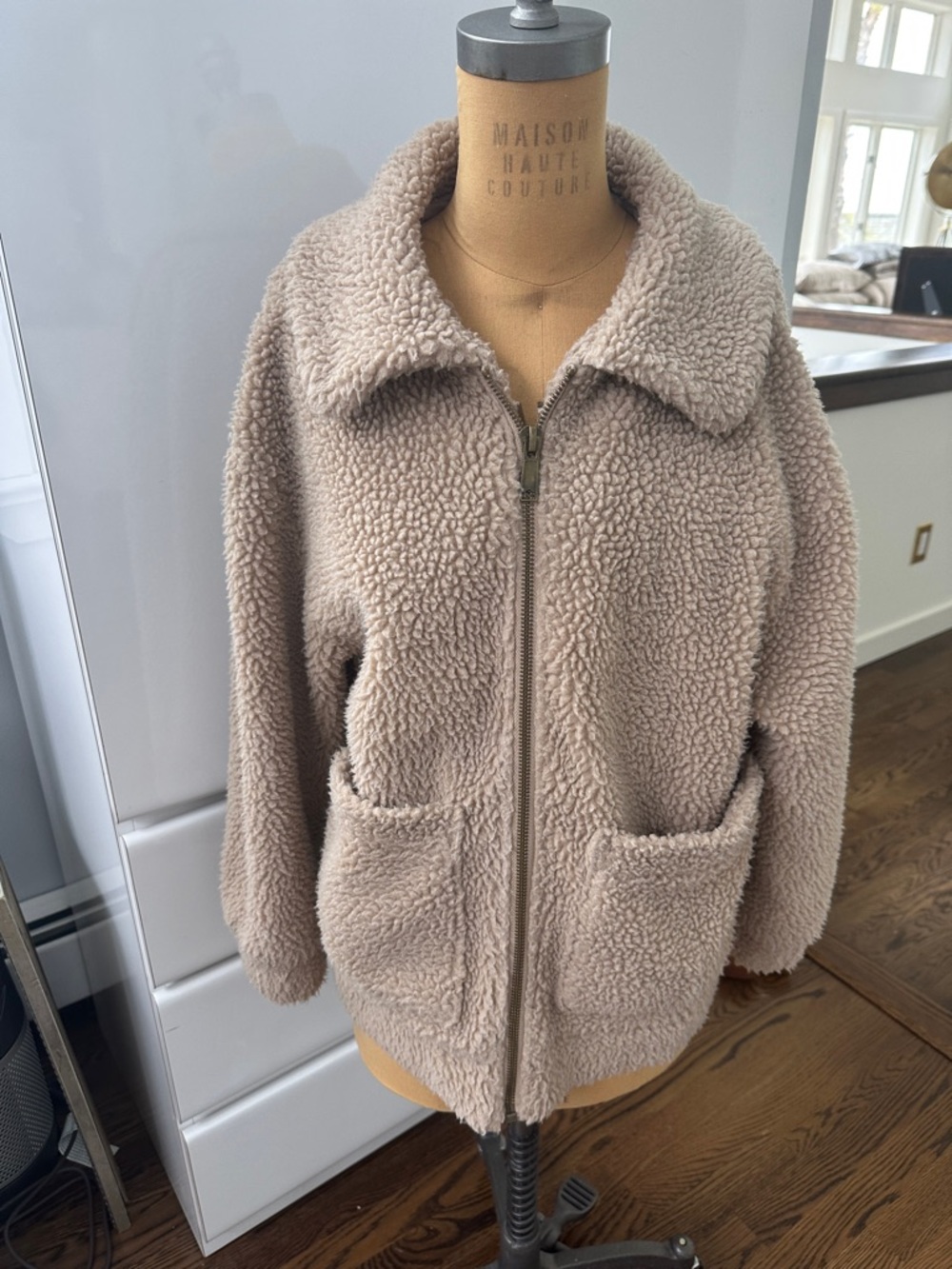 Garage Taupe Teddy Zip-Up Jacket